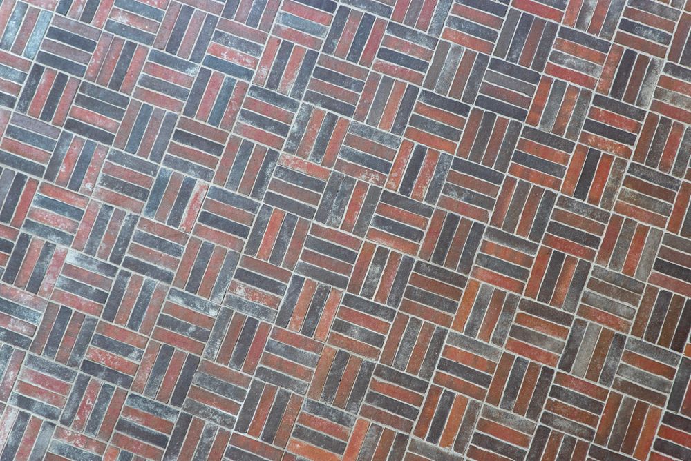 Red and grey brick pattern seen from above