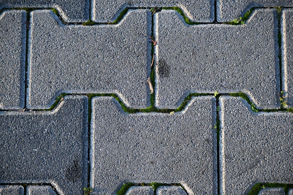 Interlocking paving blocks with grass joints